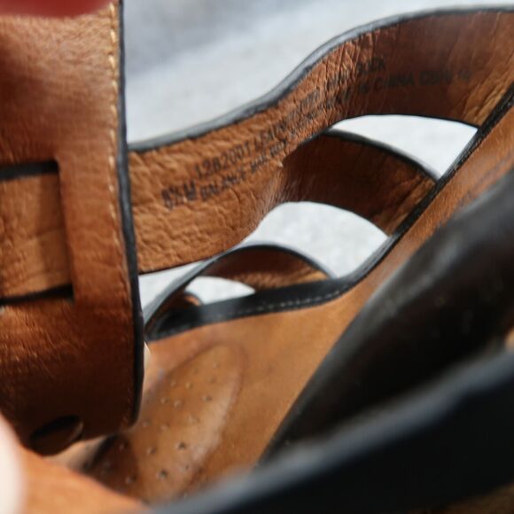 Sofft Shoes Womens 8.5 Sandals Wedge Espadrille Leather Strappy Platform Black - Picture 12 of 14